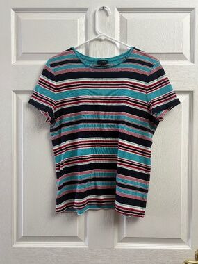 Women's Talbots Y2K Multicolor Stripe Cotton T-Shirt